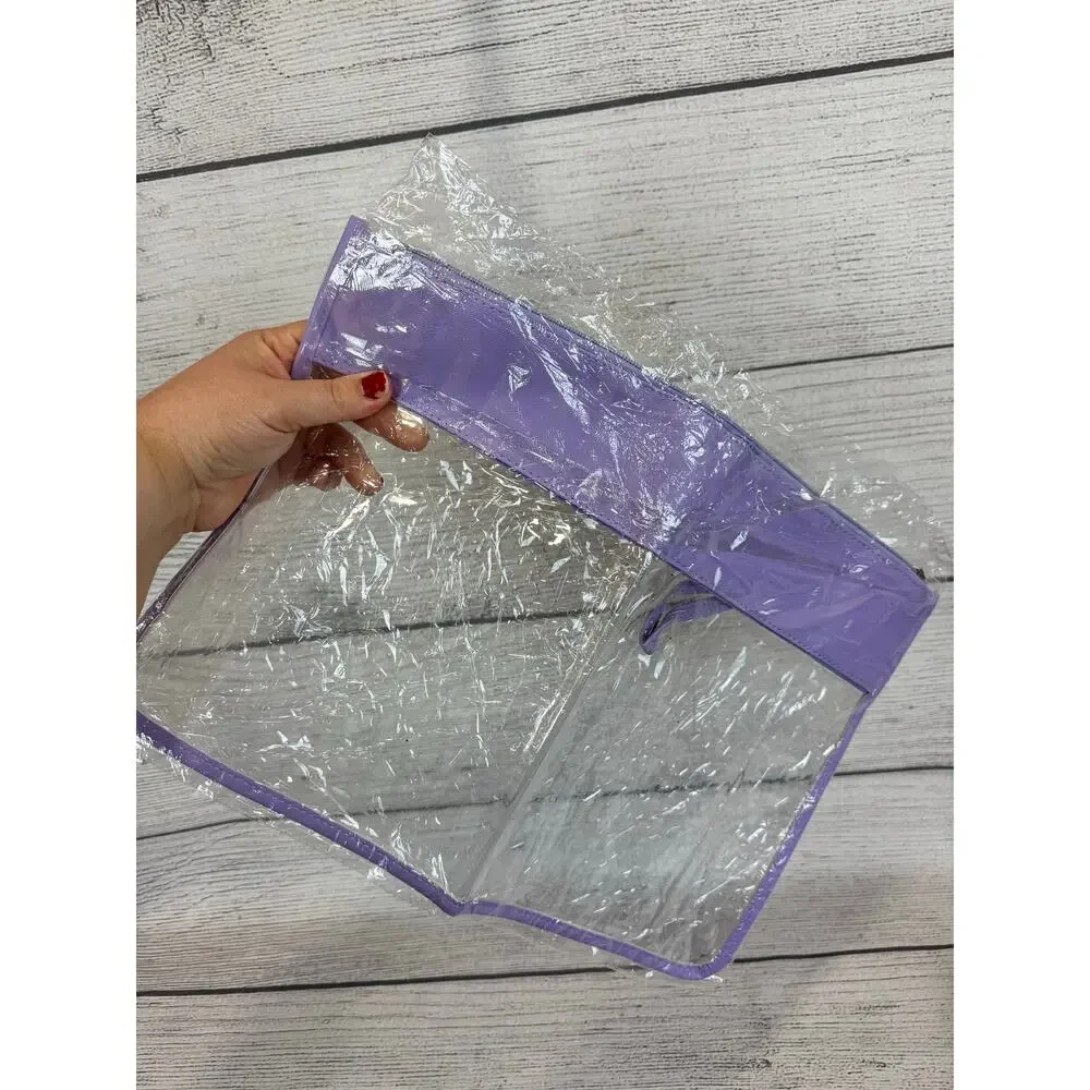 2 Brand New Purple Beach Colorful Clear Zip Travel Bags